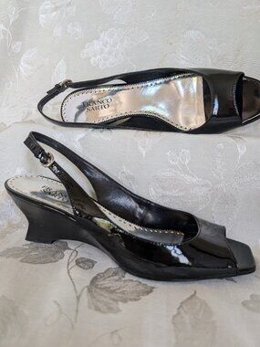 FRANCO SARTO Genuine Leather Slingback Wedge Sandal